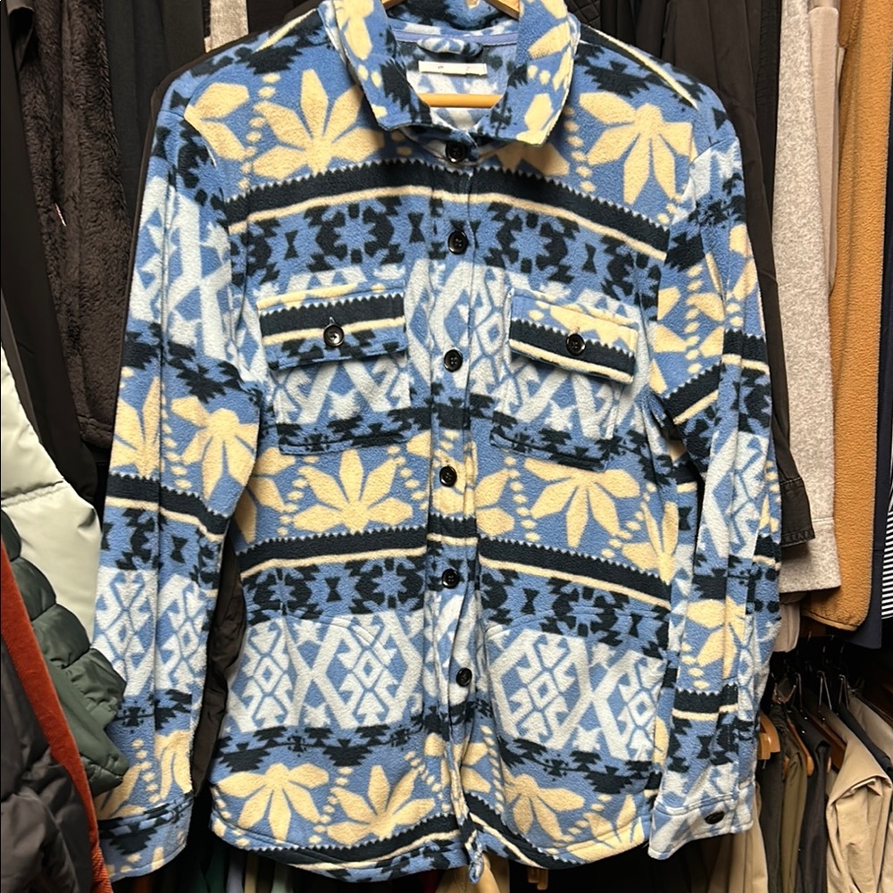 Blue and Yellow Patterned Men's Jacket